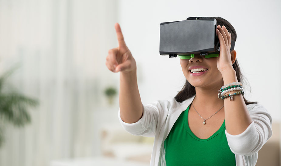 vrouw met vr bril