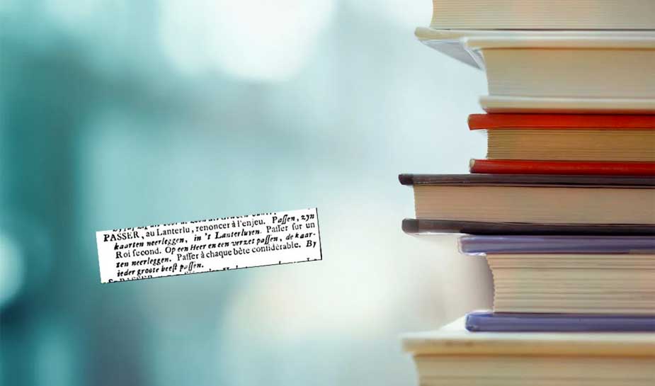 stapel boeken over online gokken met wazige achtergrond