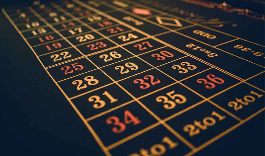 roulettetafel, nummers om op in te zetten in het casino