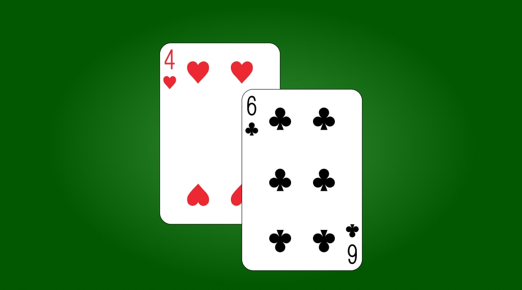 Blackjack double (harten vier en klaveren zes)