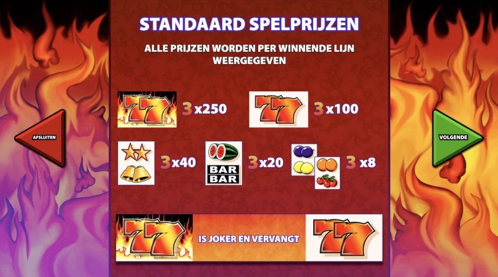 Uitbetaling 7s to burn slot