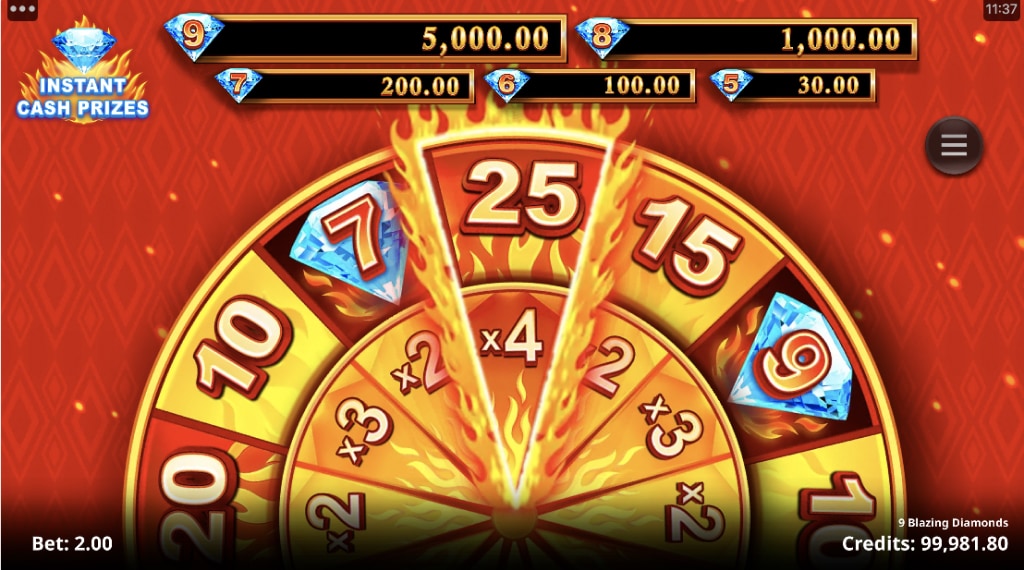 Bonus 9 blazing diamonds slot