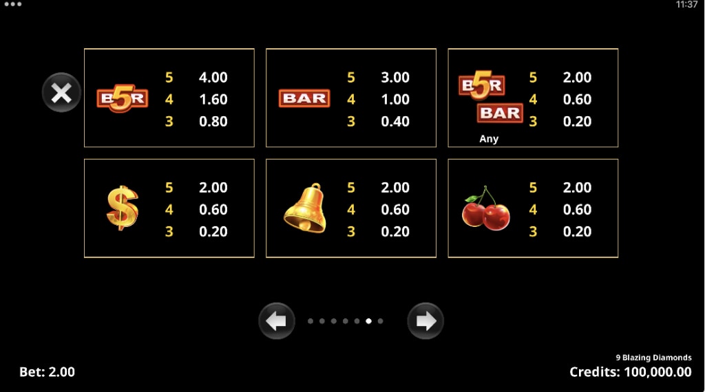 Symbolen 9 blazing diamonds slot