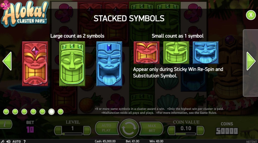 Features aloha cluster pays slot