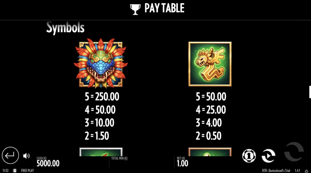 Symbolen van Beat the Beast: Quetzalcoatl's Trial