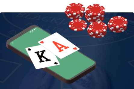 Blackjack kaarten op mobiel apparaat