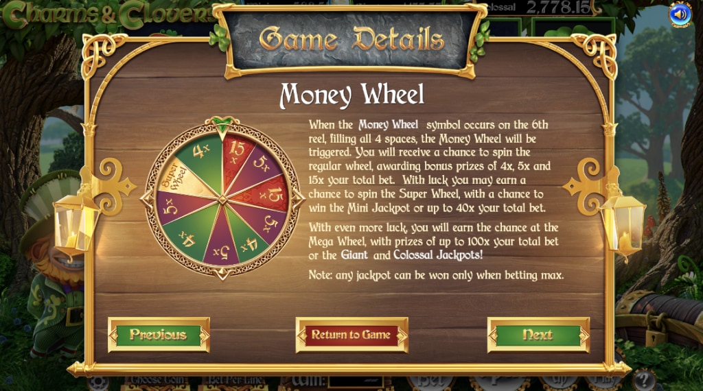 money wheel charms and clovers slot