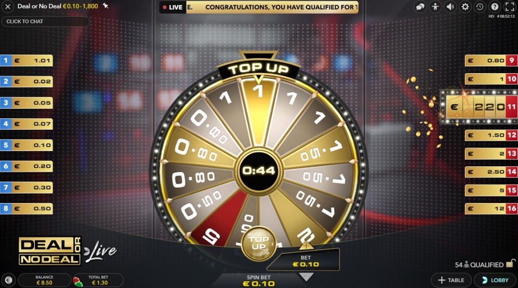 Kwalificatie van Deal or No Deal Live