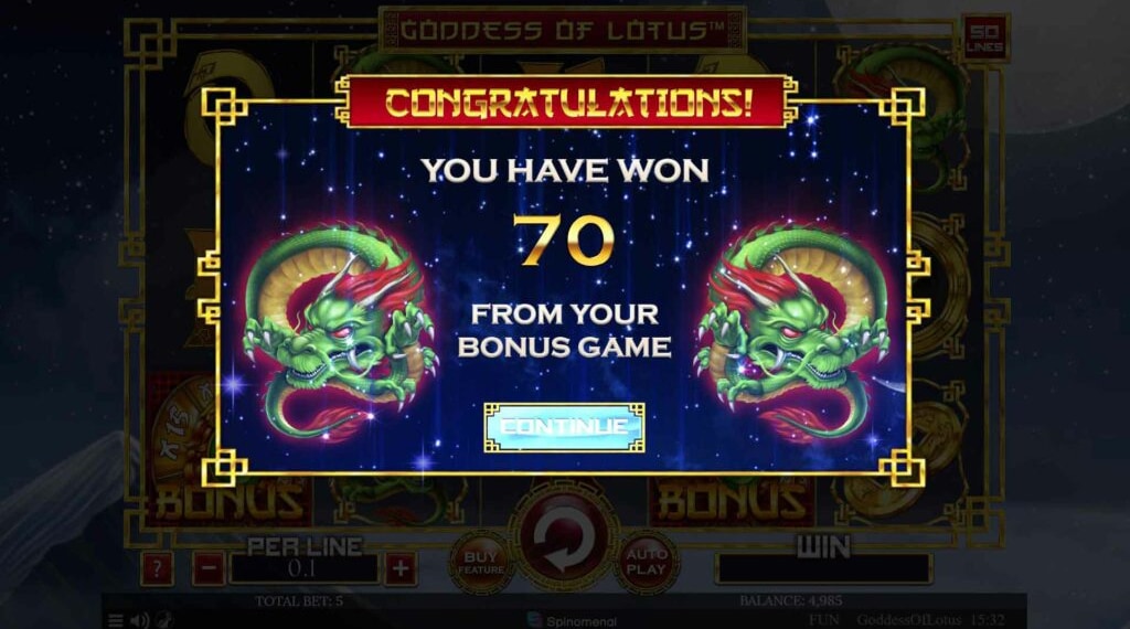 Bonus van Goddess of Lotus