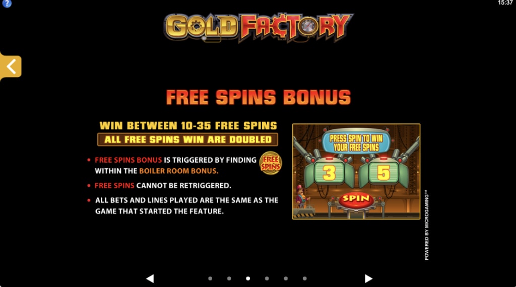 Bonus spellen van Gold Factory