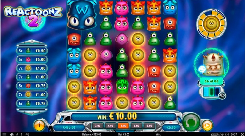 Bonusgames van Reactoonz 2