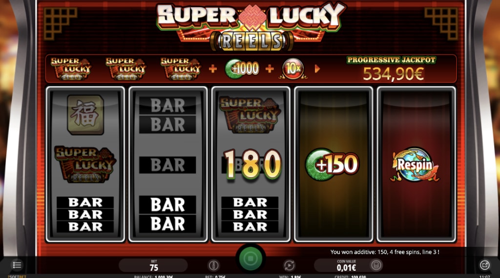 Extra credits van Super Lucky Reels