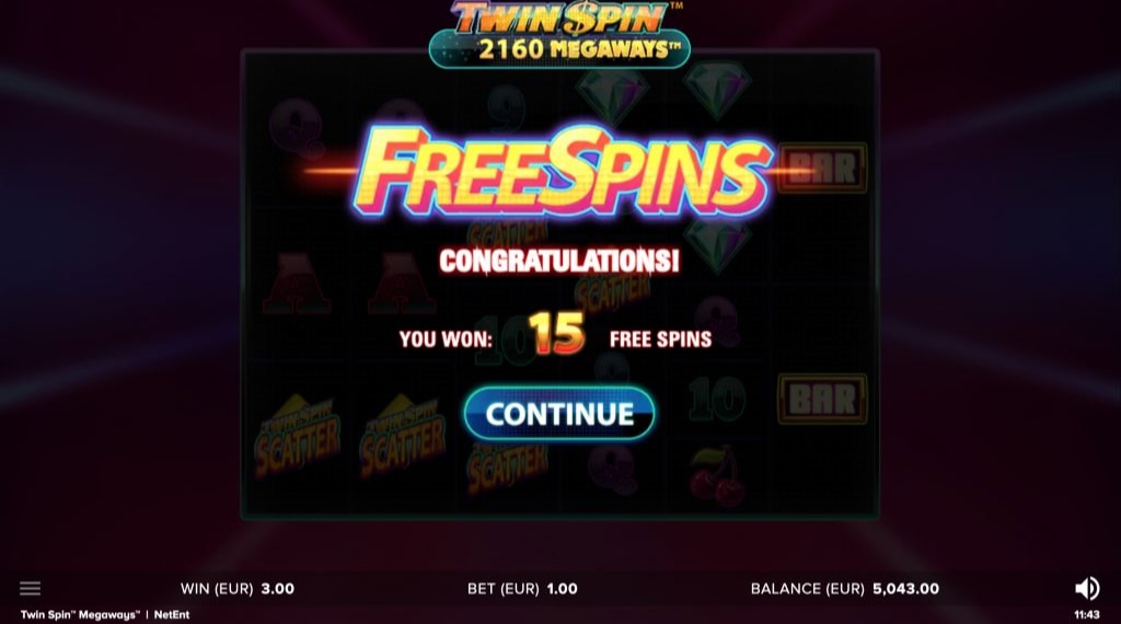 Bonus van Twin Spin Megaways