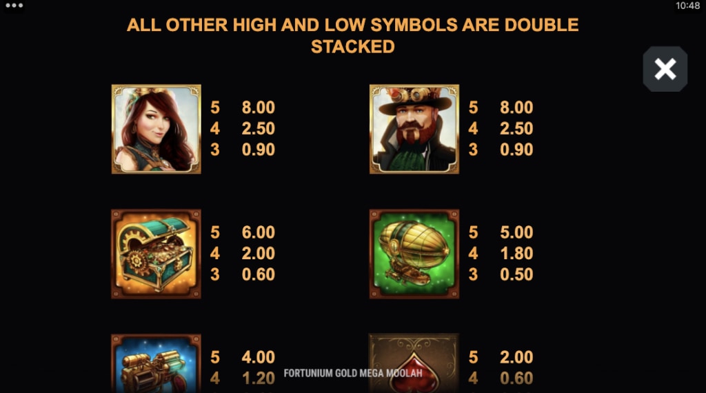 Symbolen fortunium gold mega moolah slot