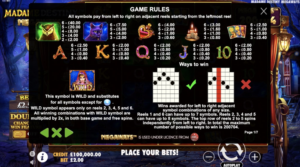 Symbolen madame dessins megaways slot