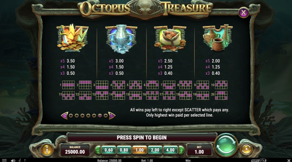 Symbolen octopus treasure slot