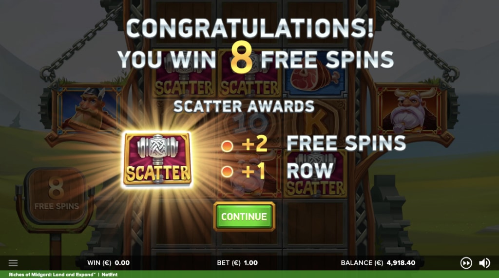 Bonus riches of midgard land and expand slot