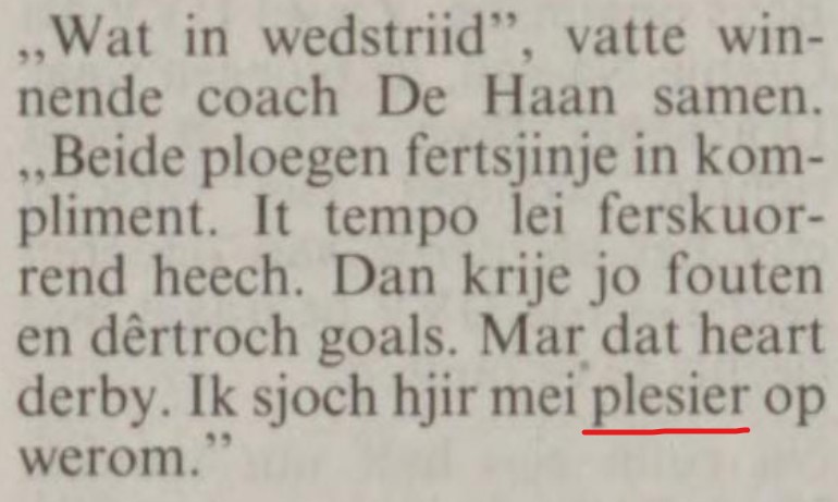 Trainer Foppe de Haan in Friese krant in 1994