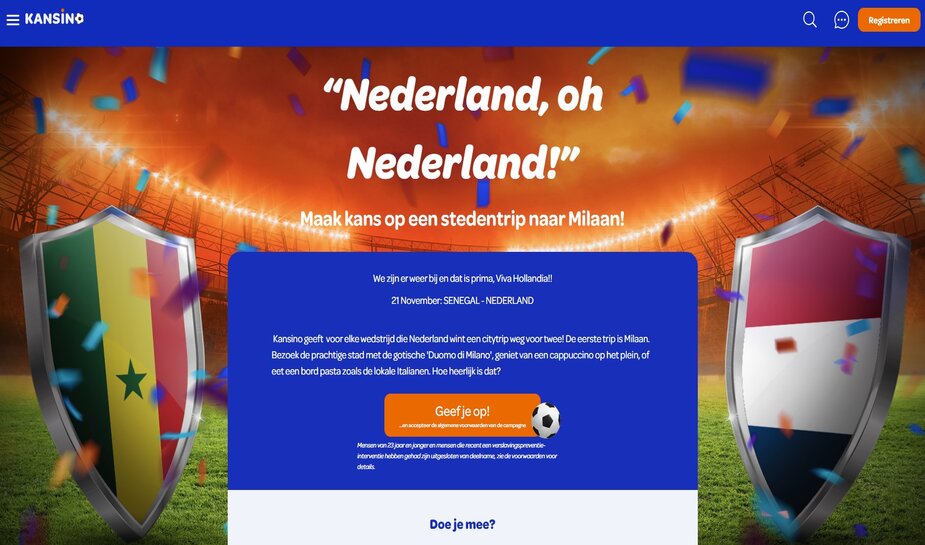 Kansino geeft stedentrip weg tijdens het wk 2022
