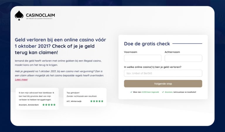 Casino-Claim.nl gelanceerd door Loonstein Advocaten