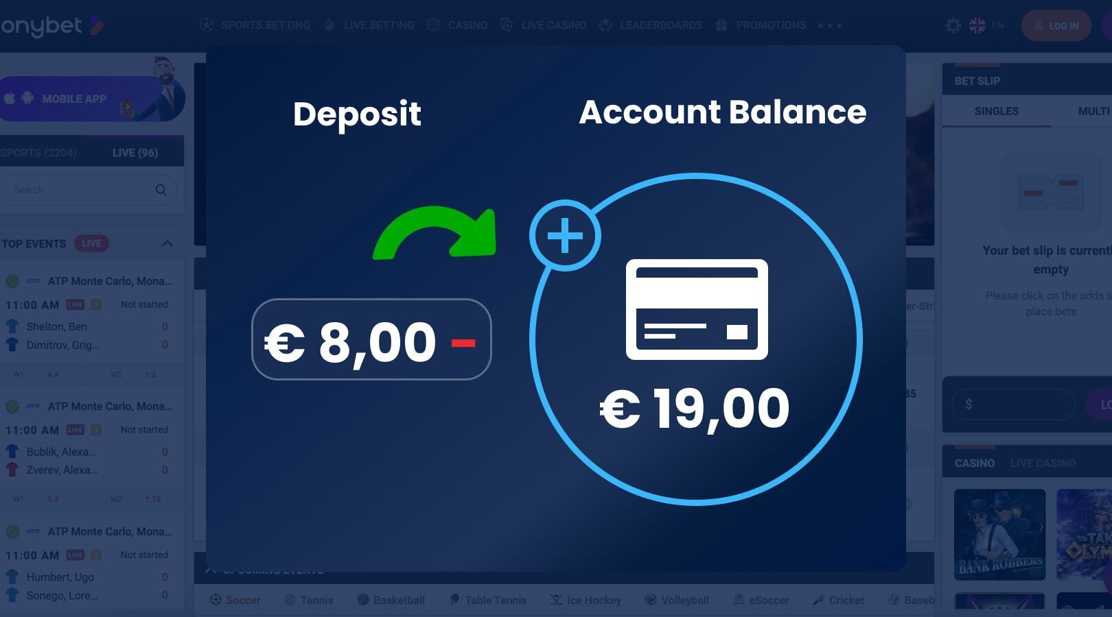 Geld storten en spelen