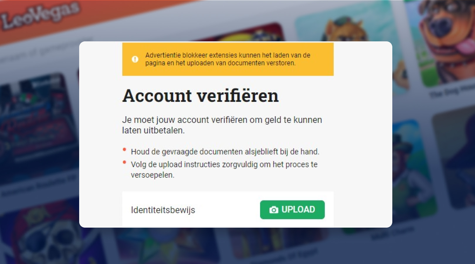Account verifiëren Leo Vegas logo