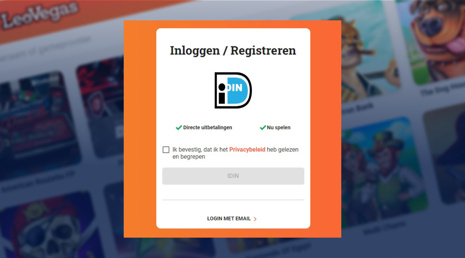 inloggen en registreren via iDIN logo