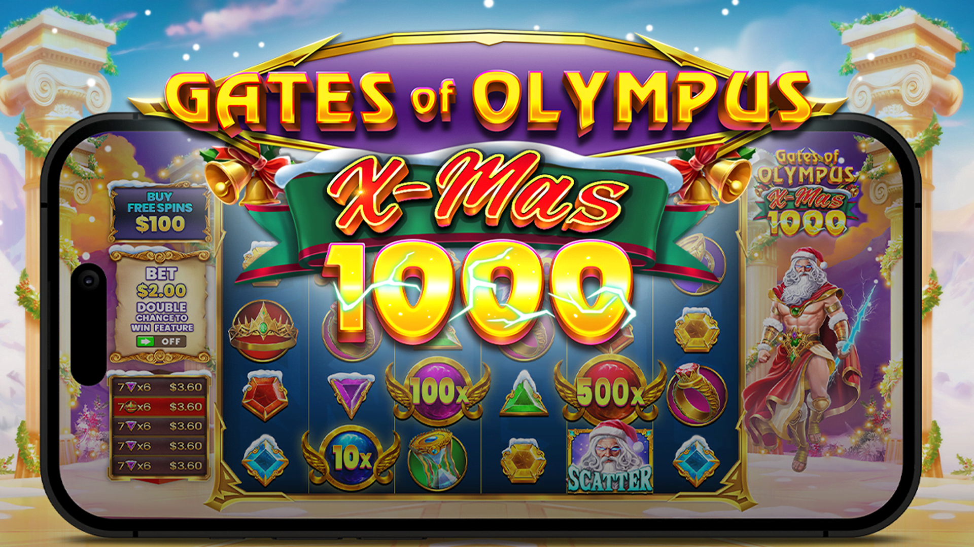 Gates of Olympus Xmas 1000 afbeelding desktop
