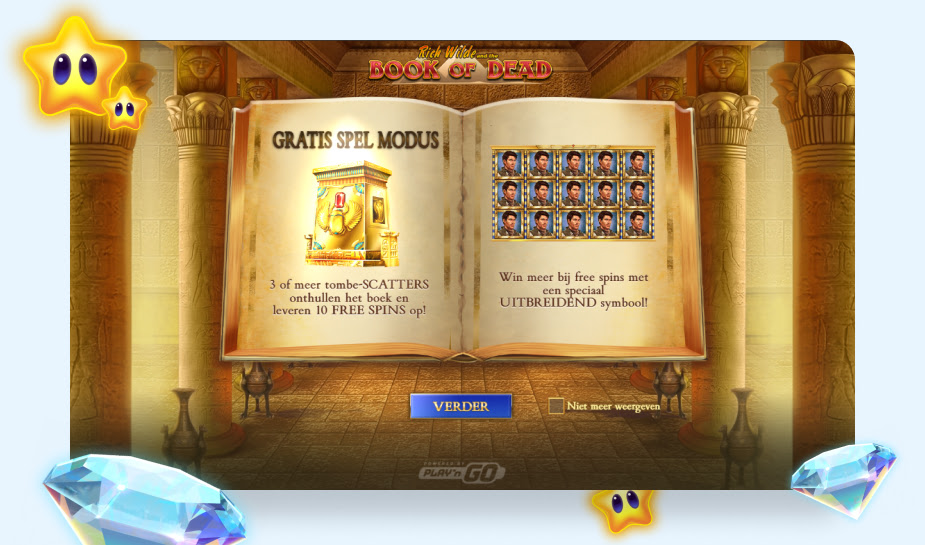 het speciale symbool wordt gekozen net voordat het bonusspel begint