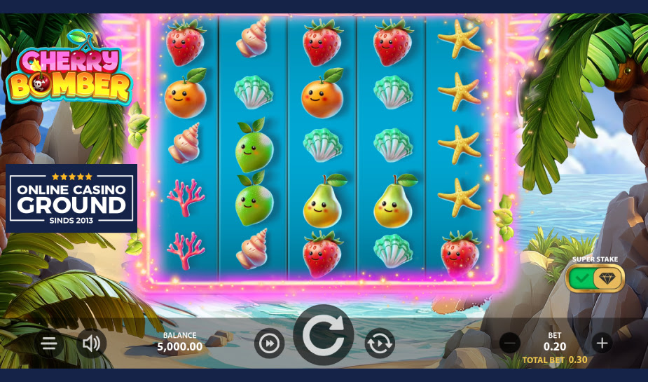 Cherry Bomber van Stakelogic printscreen spel logo
