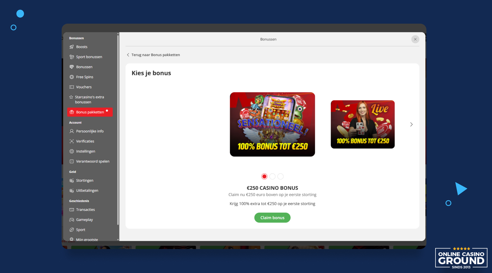 Welkomstbonus kiezen