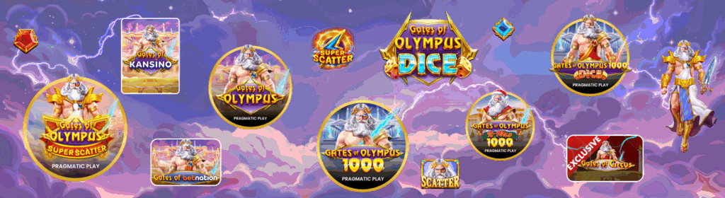 verschillende versies van Gates of Olympus logo