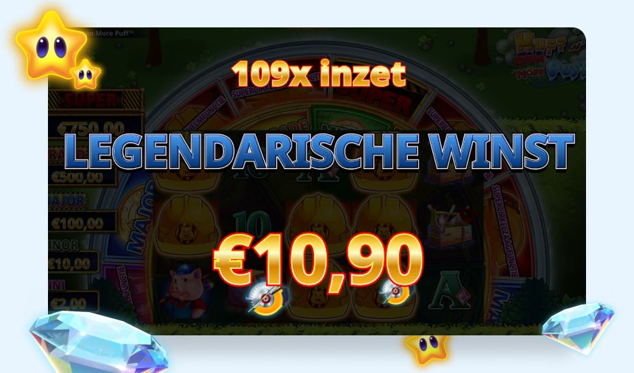 Huff N Even More Puff printscreen - Gratis spins 109x inzet