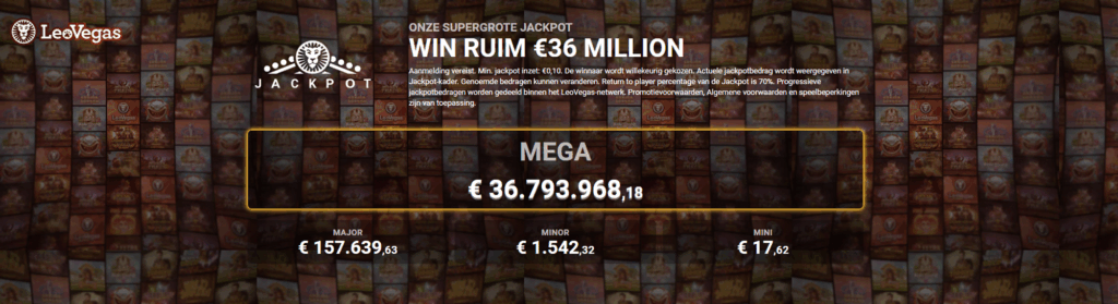 LeoVegas LeoJackpot logo banner