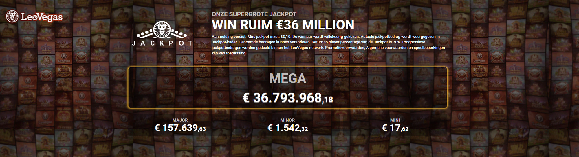 LeoVegas LeoJackpot logo banner