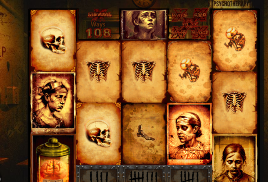 Screen shot van het speelveld van de slot Mental 2.