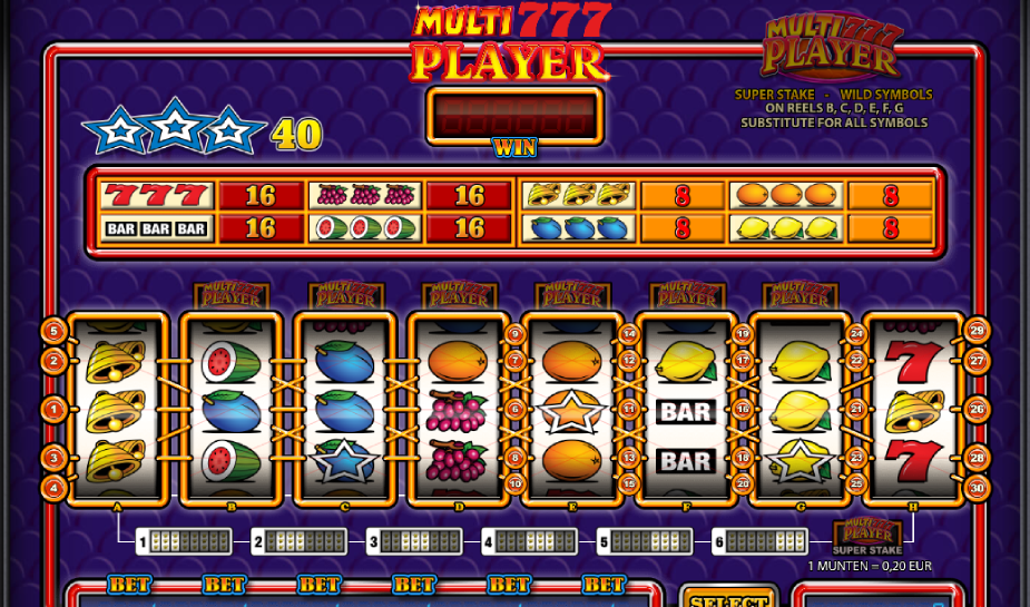 Multi 777 Player speelveld printscreen.