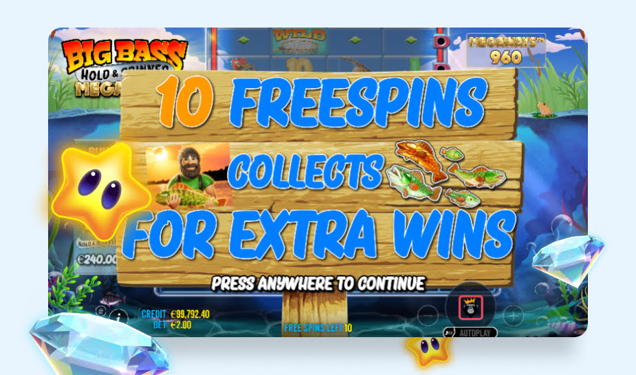 Big Bass Hold and Spinner Megaways printscreen - 10 Free spins logo