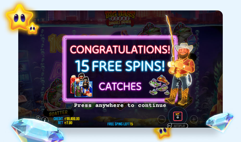 Big Bass Vegas Double Down Deluxe printscreen - 15 free spins logo
