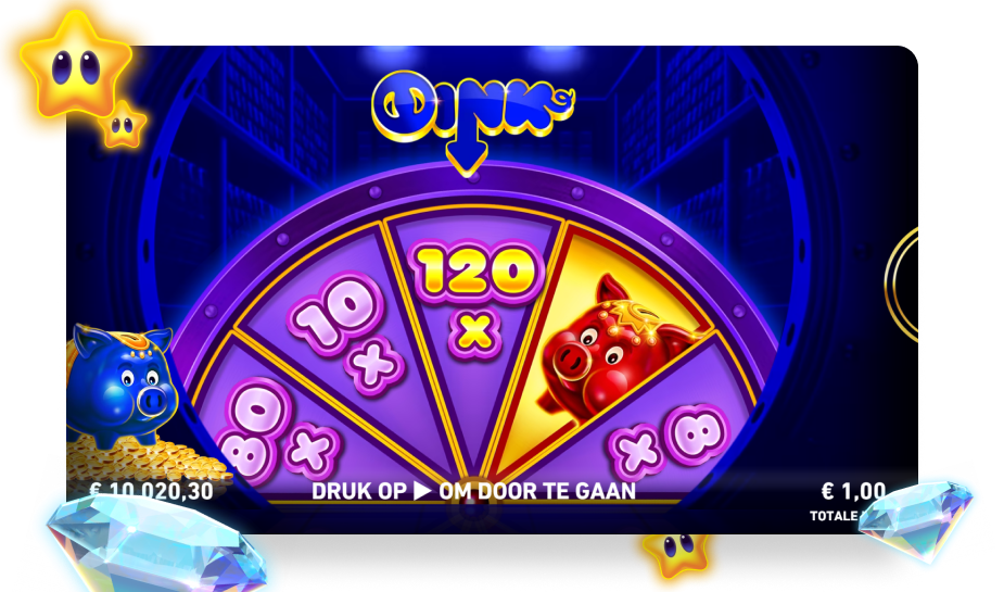 Afbeelding van het bonusspel van het blauwe spaarvarken in Oink Oink Oink