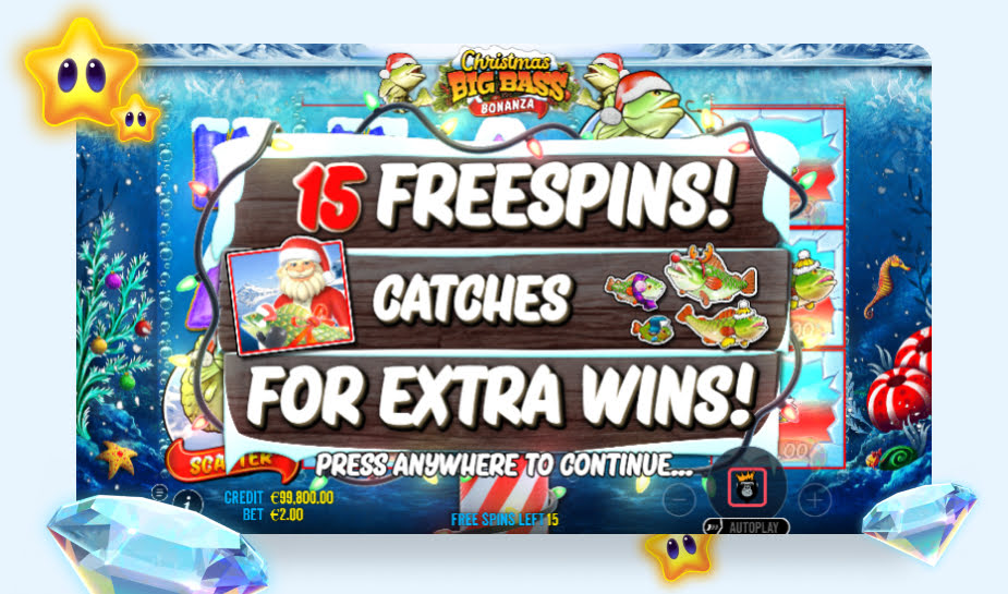 Christmas Big Bass Bonanza printscreen - 15 free spins logo