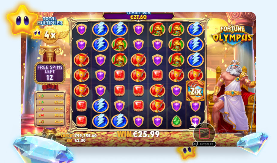 Fortune of Olympus printscreen - Bonusronde multiplier logo