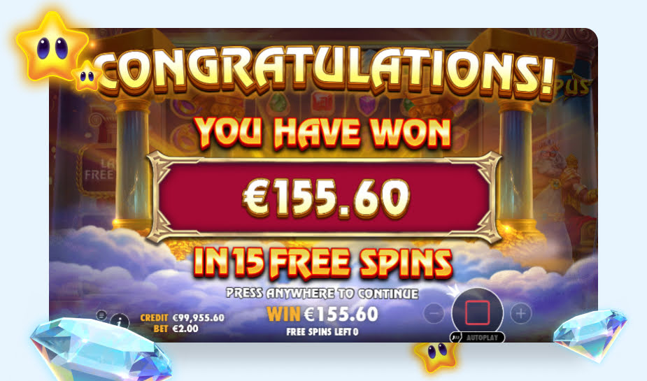 Fortune of Olympus printscreen -Gefeliciteerd logo