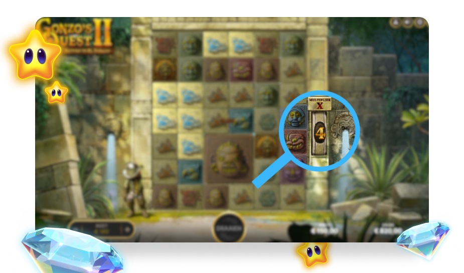 afbeelding multiplier naast het speelveld gonzos quest 2