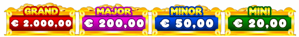 de mini, minor, major en grand jackpotprijzen van oink oink oink playtech