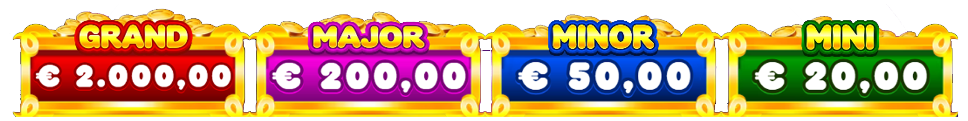 de mini, minor, major en grand jackpotprijzen van oink oink oink playtech