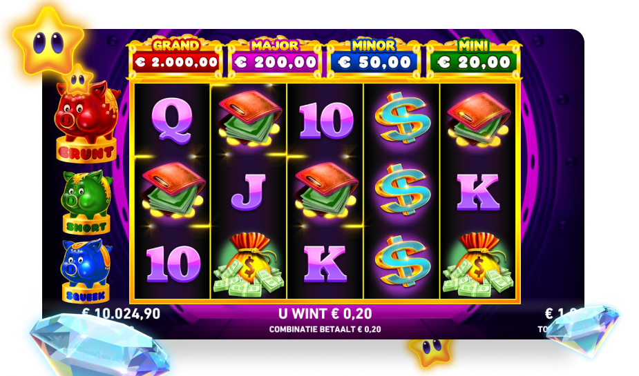 het speelveld van de gokkast Oink Oink Oink van Playtech