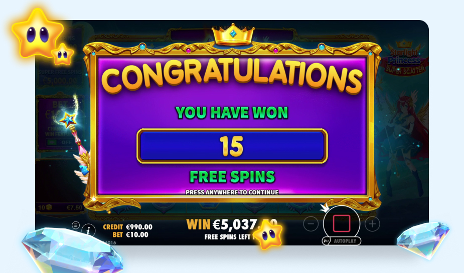 Starlight Princess Super Scatter printscreen - Free spins logo