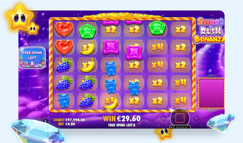 Sweet Rush Bonanza - Printscreen - mulitplier logo