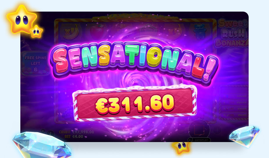 Sweet Rush Bonanza - Printscreen - Sensational winn logo